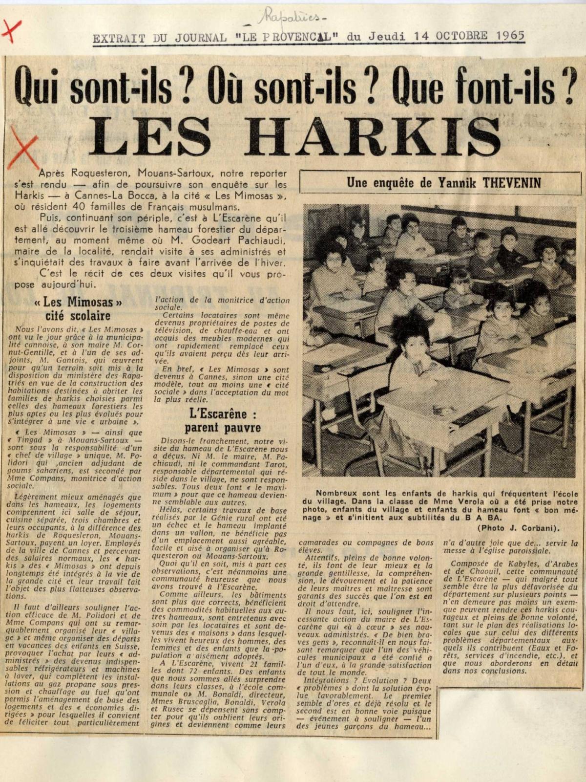Illustration 19 : extrait du Provençal du 14 octobre 1965