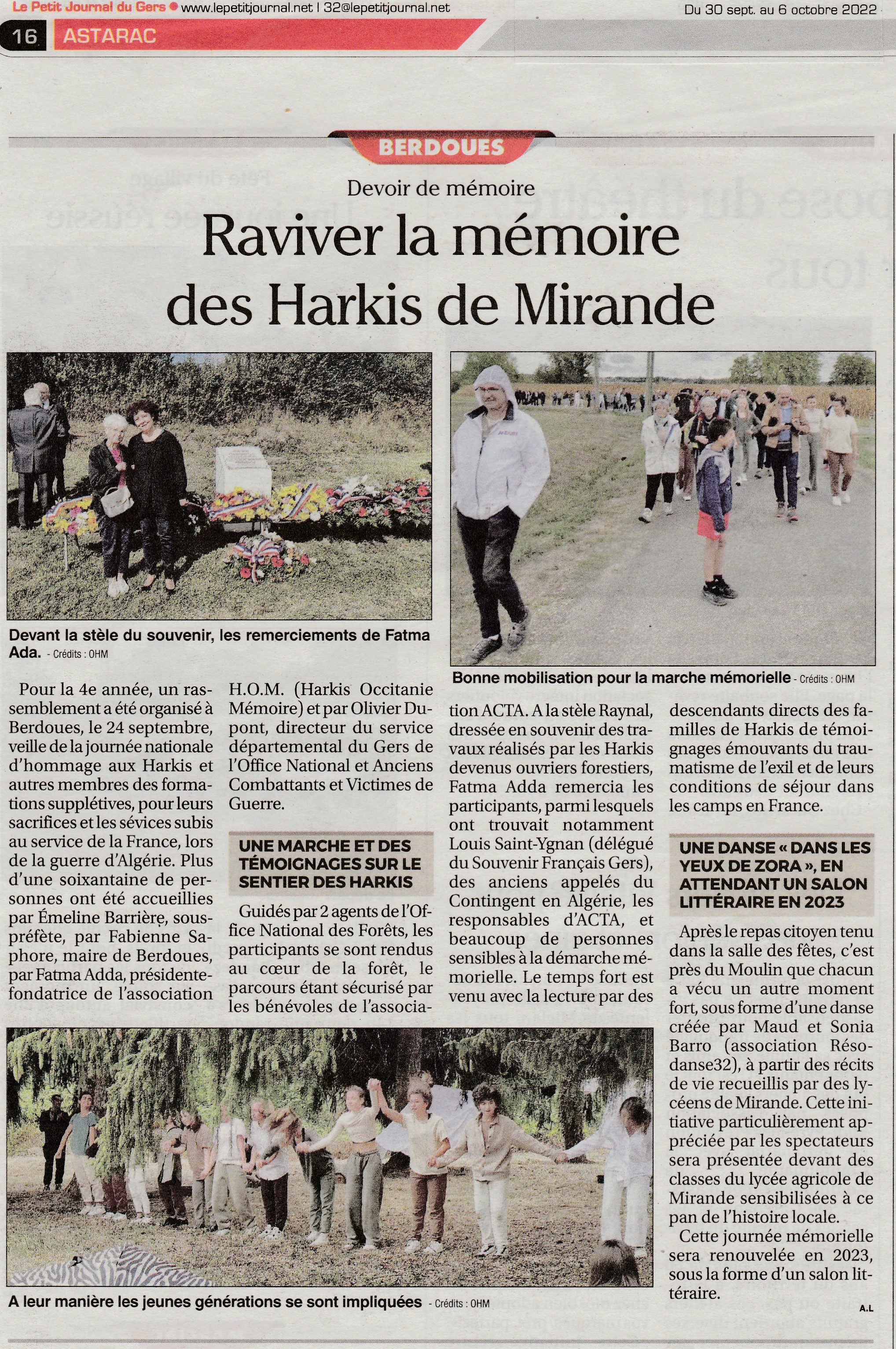 Rassemblement d'hommage aux Harkis, marche mémorielle, témoignages et danse en cette journée du 24 septembre 2023