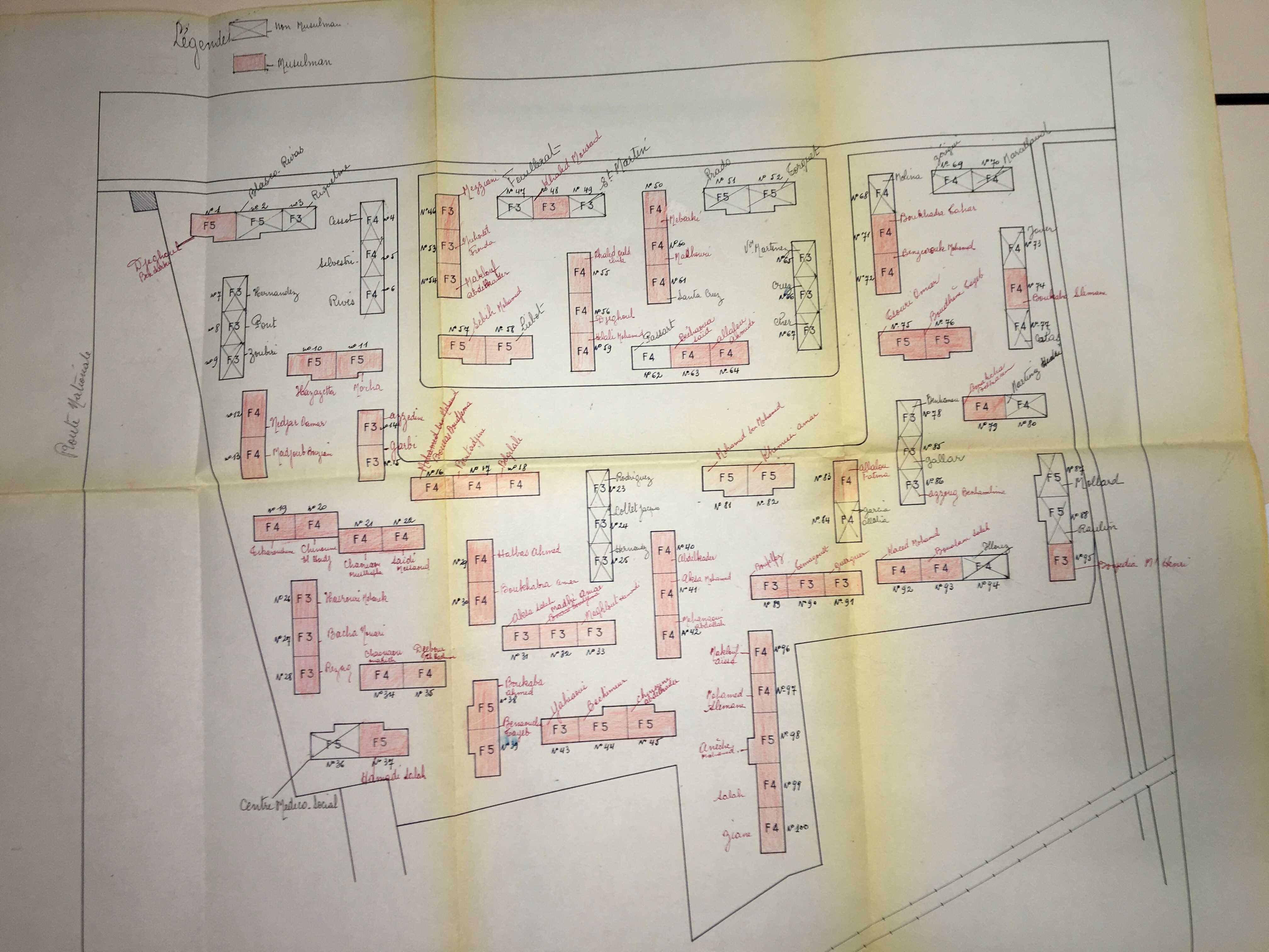 Plan des 100 logements de la cité de l'Herveline décembre 1963 @ CHAOUAOU