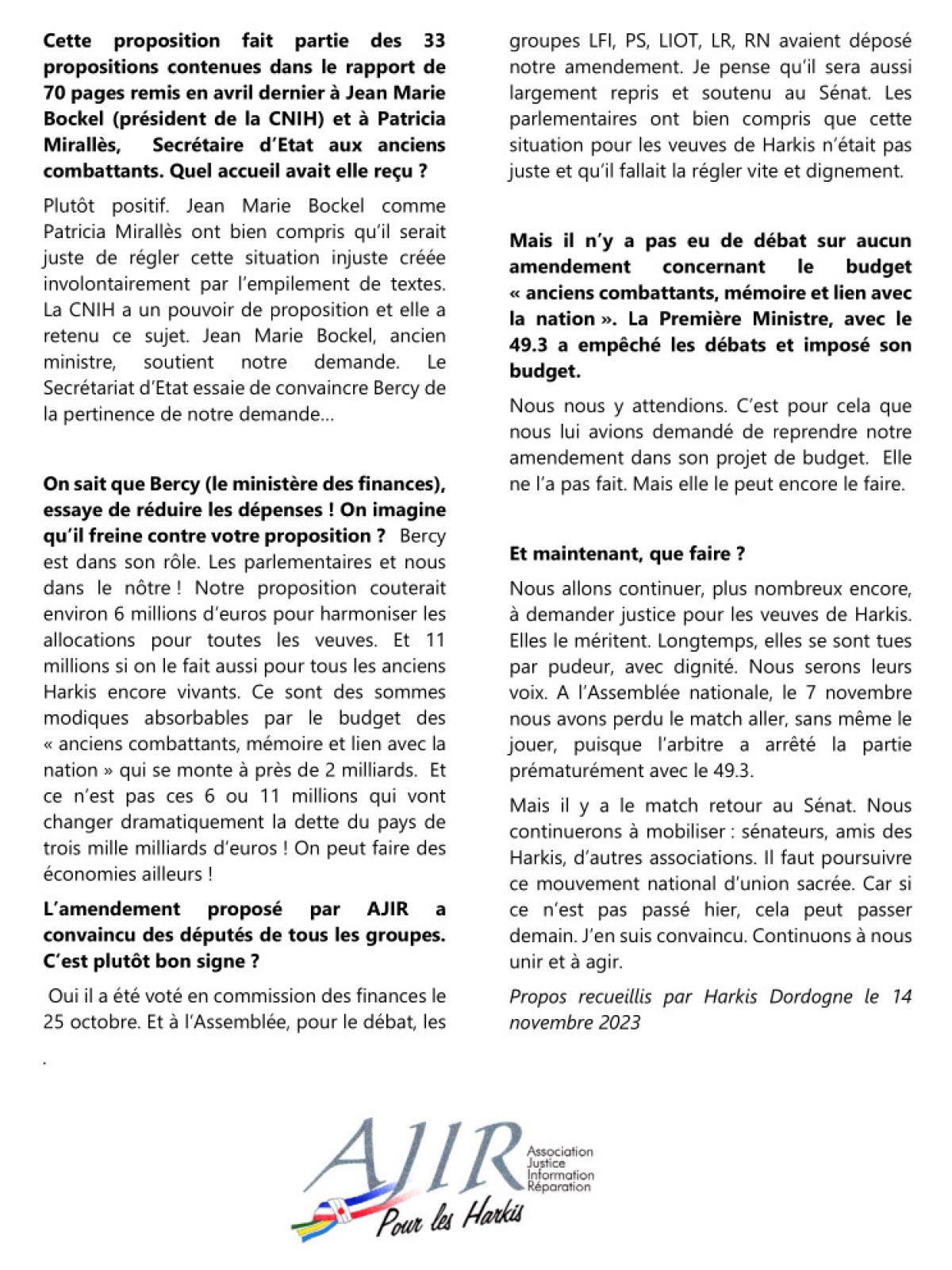 interview du Président d’AJIR p2 © AJIR par Harkis Dordogne - 14 novembre 2023 interview du Président d’AJIR p2 © AJIR par Harkis Dordogne - 14 novembre 2023