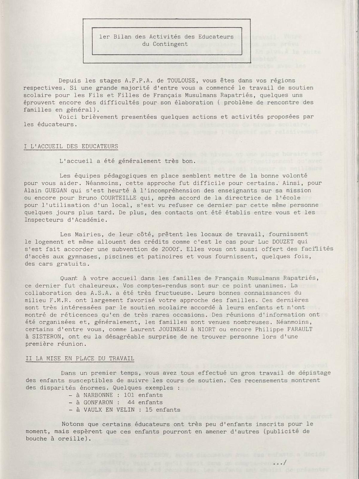 Illustration 13 : Bulletin de liaison des éducateurs (BLÉ) n°1, 15 septembre 1983 (Archives nationales, 19870444/8)