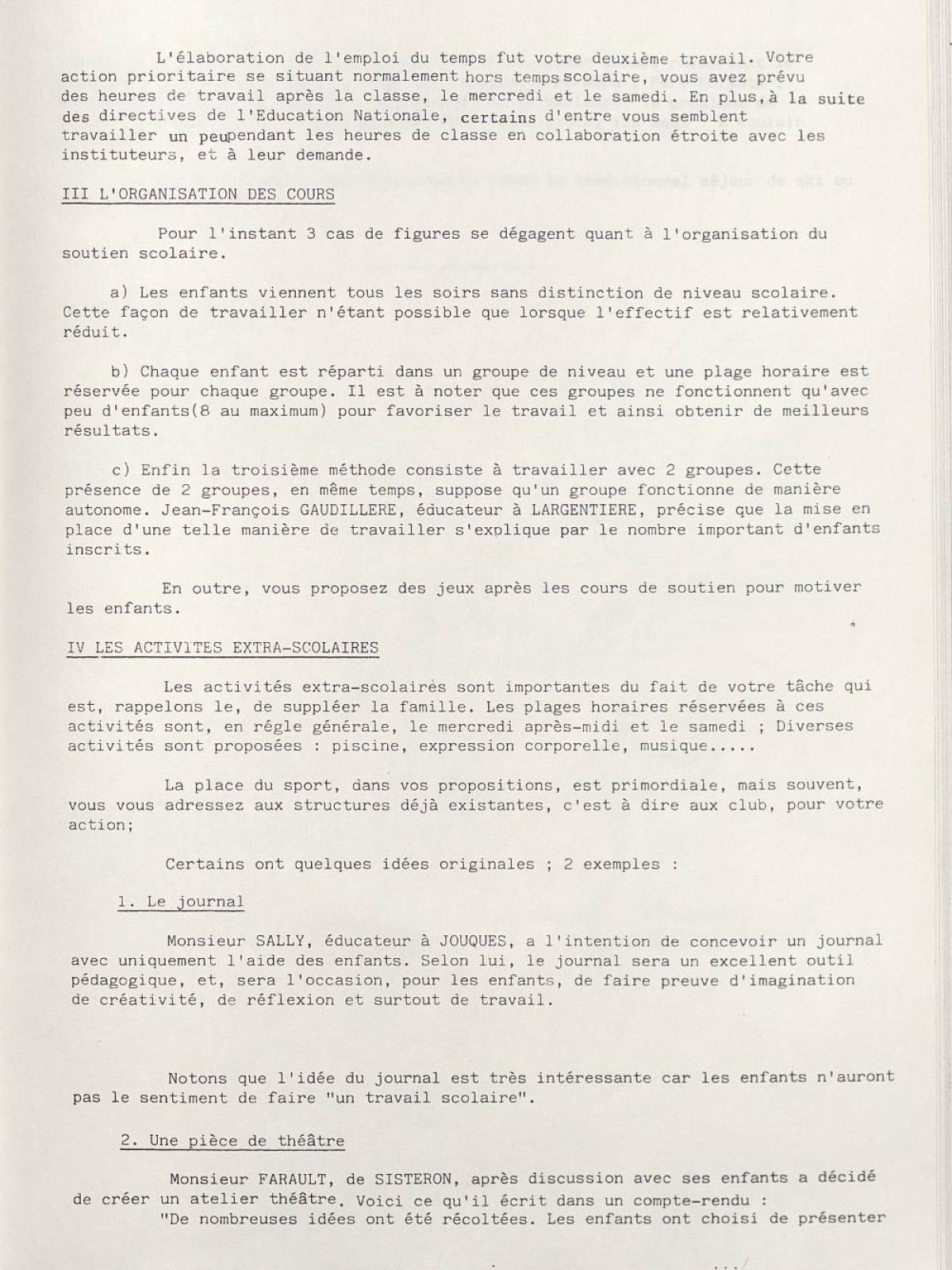 Illustration 19 : Bulletin de liaison des éducateurs (BLÉ) n°1, 15 septembre 1983 (Archives nationales, 19870444/8)