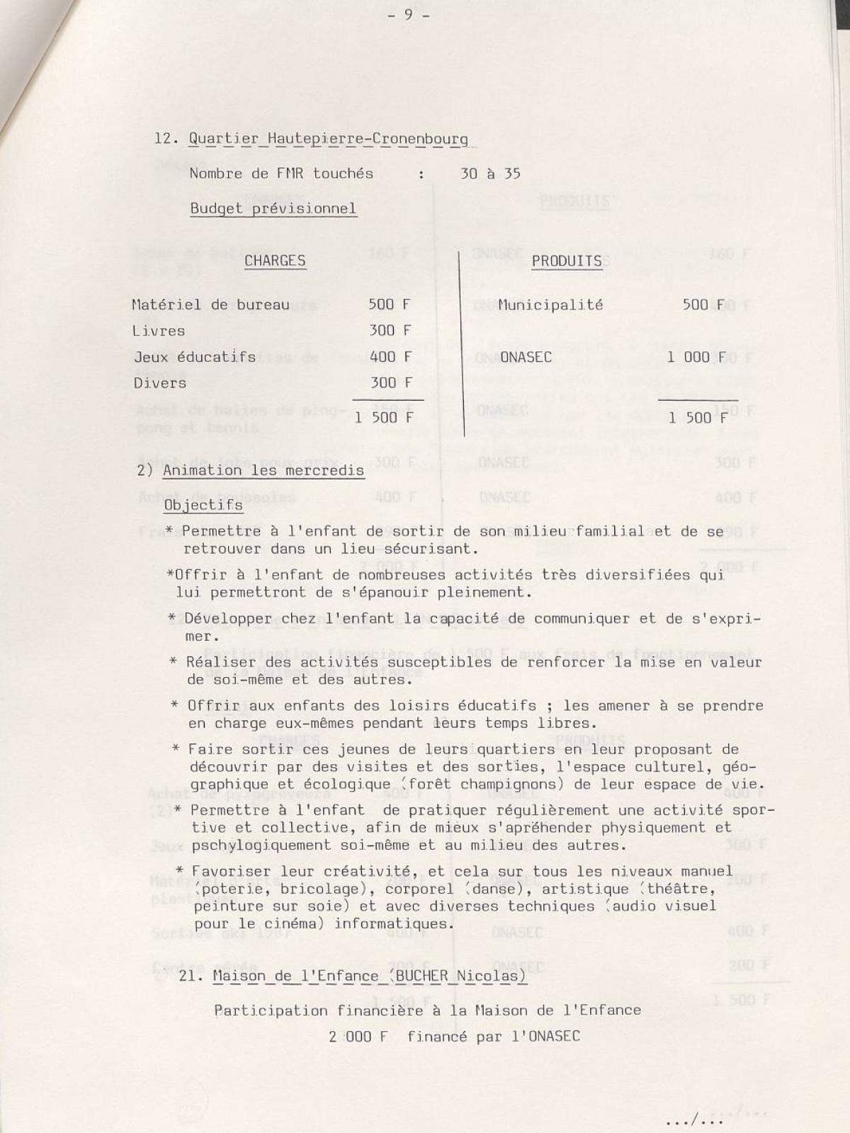 Illustration 9 : Klein Sébastien et Buchet Nicolas, projet pédagogique, décembre 1986 - juillet 1987 (Archives nationales, 19870444/8)