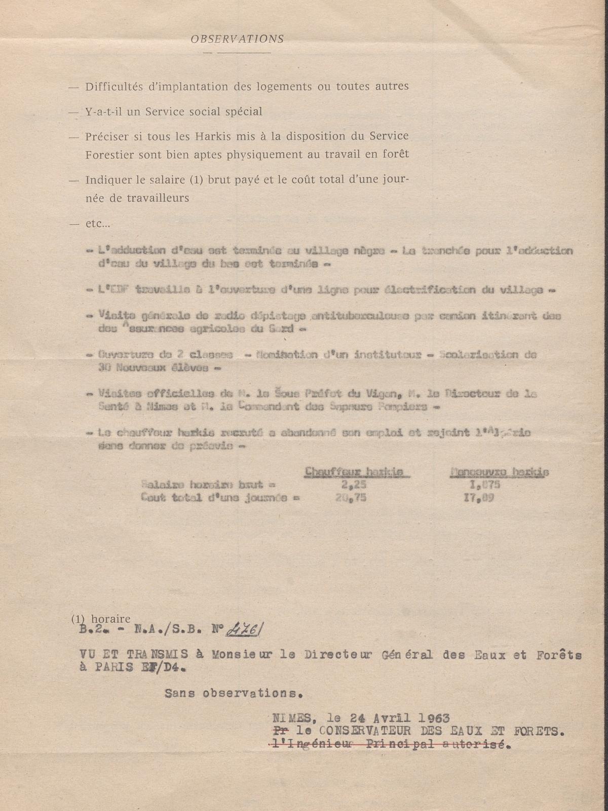 Illustration 5 : Hameau de Villemagne, renseignements complémentaires, avril 1963 (Archives du Gard 7W387)