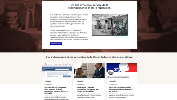 Capture d'illustration de l'écran du site harkis.gouv.fr